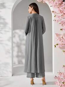 Veilorie Bộ đồ hai mảnh xếp ly mới, rộng rãi, thoải mái, đa năng, thích hợp cho kỳ nghỉ biển, kiểu dáng thướt tha. - màu xanh lá - Xem 7