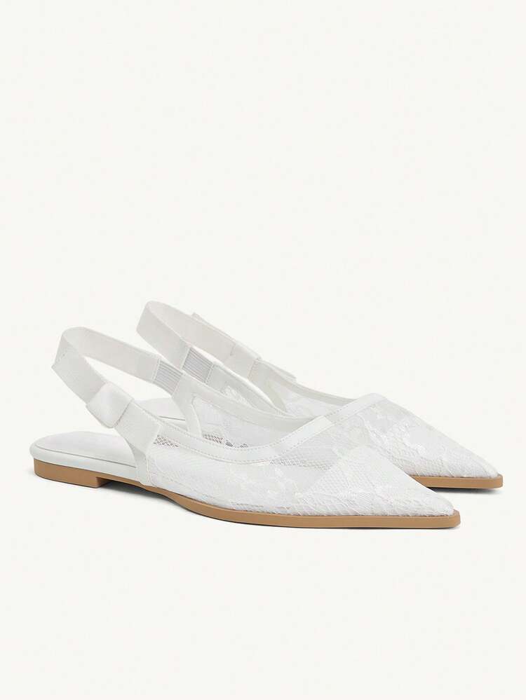 CUCCOO CHICEST Women's Pointed Design Fashion Daily Travel Casual Lace Mesh Women's Flat Shoes