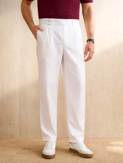 Manfinity CityGents Quần công sở nam màu be dáng thường ngày có túi.