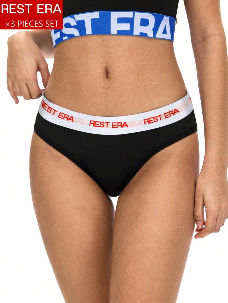 Rest Era Bộ 3 quần lót nữ in chữ thời trang - Nhiều màu - Xem 1