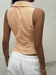 SHEIN EZwear Áo sơ mi nữ không tay ôm dáng kẻ sọc, Áo vàng mùa hè dễ thương, Áo vàng không tay kẻ sọc, Áo vàng nữ có cổ, Áo vàng mùa hè, Áo không tay cho nữ, Áo không tay cho nữ, Áo nữ mùa hè, Áo công sở nữ, Áo công sở thường ngày nữ, Áo màu mơ cho nữ, Áo thường ngày mùa hè, Áo vest nữ, Áo sơ mi nữ mùa hè, Áo và áo kiểu nữ, Trang phục mùa hè cho nữ. - Màu vàng - Xem 2