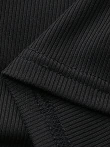 DAZY 女士夏季圆领露背镂空修身短款休闲性感吊带背心 Y2k - 黑色 - 查看 6