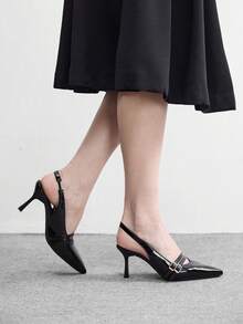 CUCCOO BIZCHIC Women's High-Heeled Shoes Pointed Toe Low Vamp Sexy Thin Heel Four Seasons Outdoor Commuting Fashion Women's Shoes Banquet Shoes Party Shoes - Black - View 3