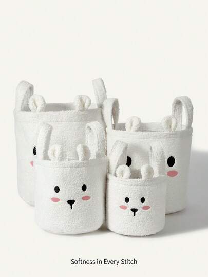 Cozy Pixies Plush Rabbit Cute Pattern Multi-Size Functional Storage Frame, Daily Mommy Bag Storage Baby Toys Baby Diapers, Suitable For Toy/Baby Room Storage