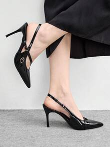 CUCCOO BIZCHIC 女士性感尖头交叉绑带搭扣高跟凉鞋，春夏时尚派对鞋 - 黑色 - 查看 8