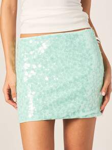 MISSGUIDED 闪亮薄荷绿亮片迷你紧身短裙，适合夜店、派对、节日等场合，是吸睛的时尚单品。 - 薄荷綠 - 查看 1