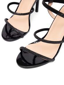 CUCCOO SZL Fashionable Crystal Ankle Strap Sexy High Heel Sandals, Suitable For Dates, Gatherings, Parties And Other Occasions Valentine's Day Spring Shoes Prom Heels Summer Shoes - Black - View 8