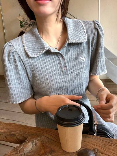 DAZY 女士夏季休闲花瓣袖连衣裙