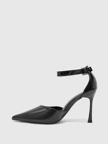 CUCCOO BIZCHIC Women's Pointed Toe Buckle Design Fashionable Elegant High Heels - Black - View 9