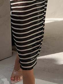 Bonvoyette 3件套/组 超细比基尼网纱长裙泳装套装，女士，春夏款 - 黑與白 - 查看 5