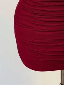 SHEIN ICON Đầm ngắn gợi cảm cổ chữ V khoét sâu, lưng hở, đính kim loại, dành cho nữ, thanh lịch cho buổi tối đi chơi hoặc kỳ nghỉ hè. - Đỏ - Xem 7