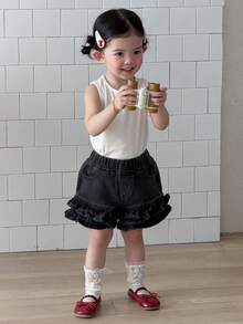 DAZY Infant/Toddler Girls' Casual Denim Shorts With Ruffle Hem - Grey - View 9