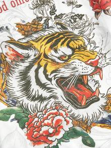ROMWE Grunge Punk Y2K Retro Baddie Tiger Vine Faux Tattoo Print T-Shirt - White - View 4