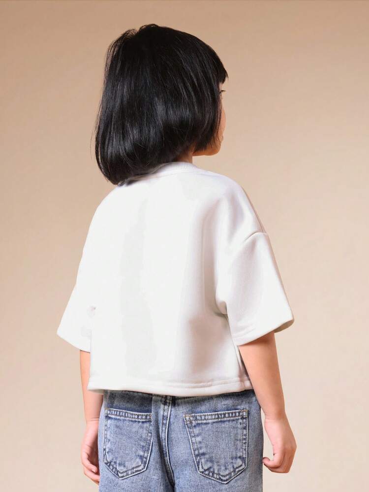 Girls Shell Embroidery Short Sleeve T-Shirt With Seashells Colorful Ocean Beach Summer Casual Crew Neck Tee Top