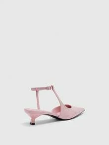 CUCCOO BIZCHIC 女士尖头漆皮薰衣草仙女风不对称设计细高跟踝带通勤高跟凉鞋 - 嫩粉色 - 查看 9