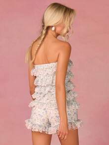 Athîral 女士休闲碎花荷叶边抹胸上衣 - 彩色 - 查看 2