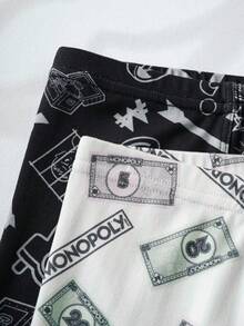 MONOPOLY X SHEIN Tween Boy 2pcs Allover Print Elastic Waist Comfortable Boxer Briefs - Black - View 4