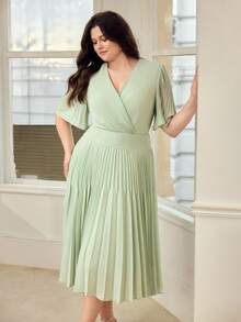 MOTF PREMIUM 优雅褶裥中长连衣裙，春夏款 - 薄荷綠 - 查看 1