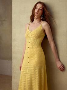 MOTF PREMIUM WOMEN'S CASUAL & DATE MID-LENGTH KNITTED DRESS, SPRING/SUMMER - Yellow - View 6