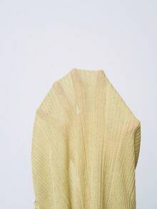 Airlisse Asymmetric Ruched Tie-Back Knit Cover Up For Women,Sheer Short Sleeve Ribbed Off The Shoulder Tops,Mustard Yellow,Summer,Effortless Chic,Vacation - Green - View 9