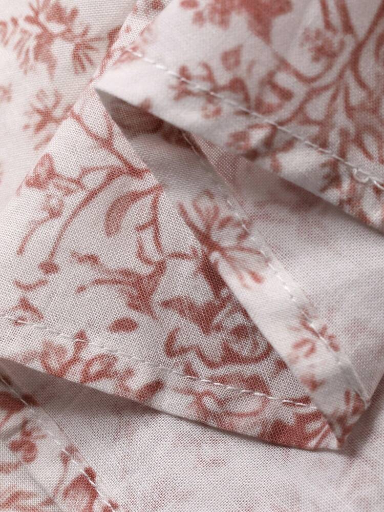 Toddler Girls' Floral Print Turndown Collar Casual Vacation Style Long Sleeve Dress