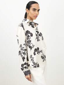 KSTM Women's Oversized Floral Print Button Down Shirt Long Sleeve Collared Blouse Spring Summer Casual Office Workwear Top - Multicolor - View 5