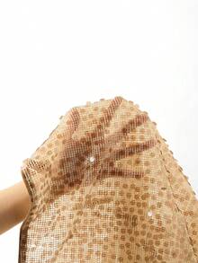 Ellevyn 女士优雅派对宴会圆领缀饰钩珠连衣裙 - 棕色 - 查看 7