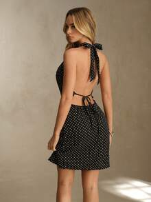 Glamine Đầm ngắn hở lưng gợi cảm dành cho nữ - màu đen - Xem 2