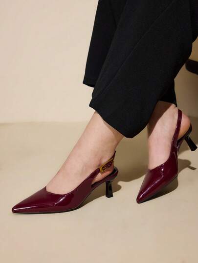 CUCCOO CURVES Women's Pointed Toe Buckle Strap Design Daily Versatile Fashion Wide Fit High Heels