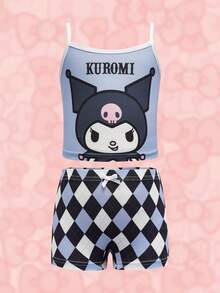 HELLO KITTY AND FRIENDS | SHEIN 少女卡通印花休闲内衣套装 - 粉色 - 查看 10