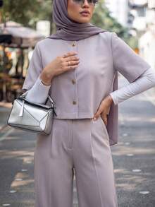 Calvaya 女士日常两件套服装 - 灰色 - 查看 3