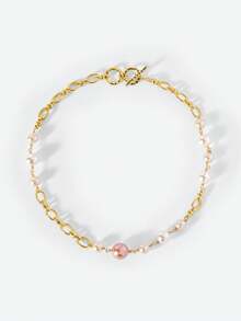 Opalesca 1pc Fashion Necklace (Bead Shape, Color, Pattern Random) - Gold - View 4