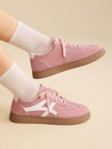 CUCCOO EASI Women's Flat Bottom Round Toe Sneakers Casual Shoes - Pink - View 7