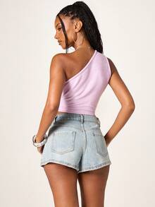 MISSGUIDED Women's High Rise Light Wash Denim Shorts Classic Five Pocket Design Casual Summer Everyday Essential Wardrobe Staple - Baby Blue - View 5