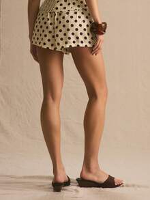 MUSERA Polka Dot Panelled Tie Detail Mini Shorts Only Spring Summer Cosy Cute Daily Girly Vacation Sunlight Social - Multicolor - View 5