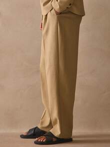 Musero Straight Leg Pleated Tailored Trouser Pant Hidden Fastening Belt Loop Detailing Suit Bottoms Spring Summer Essentials - Green - View 3