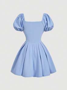 Vestido Dulce Estilo Princesa para Cita y Fiesta con Mangas Puf - amarillo ganso - Ver 4