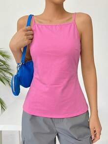 SHEIN EZwear Women's Sexy Backless Camisole In Fuchsia - Hot Pink - View 5