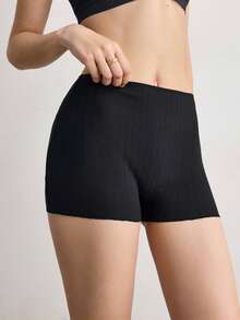 Ocili Women's Cotton Safety Shorts, Solid Color Underpants, Anti-Chafing Shorts - Black - View 3