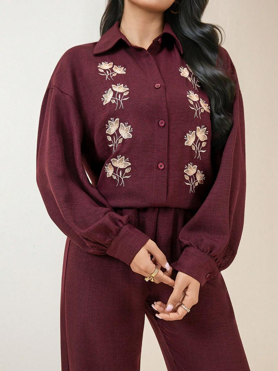 Veilorie Women's Fashion Arabic Style Shirt & Pants Set