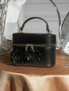 SHECARRY Túi xách nữ thời trang và thanh lịch, trang trí hoa 3D, thích hợp cho Ngày Valentine, Năm mới. - màu đen - Xem 1