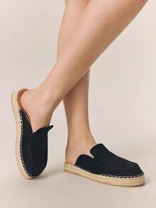 Styleloop Damen Bequeme Gewebte Slip-On Ballerinas - Schwarz - Übersicht 4