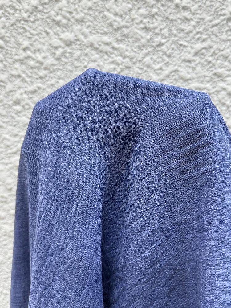 Plus Size Spring/Summer Casual Front Button Slant Pocket Dress, Curvy Blue Dress