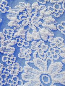 Swim Mod Áo bikini mùa hè đi biển dành cho nữ, chất liệu vải họa tiết hoa, cổ yếm, kiểu dáng bikini tam giác, màu xanh dương và trắng. - Màu xanh lam - Xem 4