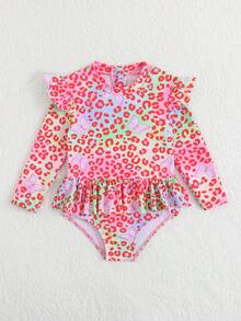 New Fashion One-Piece Long Sleeve Zipper Back Swimsuit For Toddlers & Kids - Multicolor - View 4