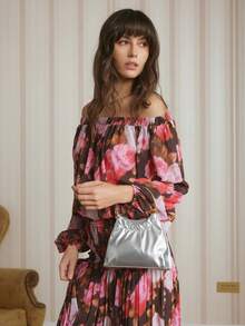 SHECARRY Ladies Handbag With Exquisite Metal Ring, Suitable For Banquets And Parties - Silver - View 4