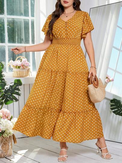 Reflora Plus Size Women V-Neck Polka Dot Ruched Waist Elegant Party Dress  Luxury Evening Dresses For Weddings  Summer Clothes  Summer Outfits Spring Clothing Pring Outfit Summer Dresses Spring Dress  Festival Dresses Elegant  Dresses  Elegant Party Dresses Party Outfit  Wedding Guest Dress Wedding Party Dress  Weddings & Events  Bridesmaid Dress Graduation Dress Graduation Outfit For Mother Going Out Outfits Prom Dress Birthday Dress Birthday Outfits For Women Holiday Outfits For Women  Vacation Outfits For Women  Holiday Outfits   Formal Dress  Luxury Women's Jalabiya  Luxury Women's Abaya Beach Dress Beach Vacation Outfits For Women Vacation Dress Beach Vacation Outfits For Women