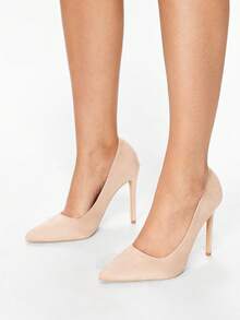 Glitzique Fall/Winter Elegant Apricot Pumps For Women, Minimalist Point Toe Stiletto Heeled Faux Suede Court Pumps,Elegant,Party,Stilettos Heels - Apricot - View 8