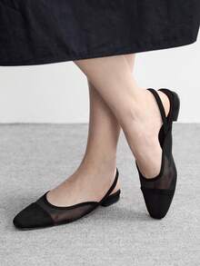 CUCCOO BIZCHIC Women's New Splicing Mesh Yarn Small Round Toe With Flat Shoes Closed Toe Shoes Women Spring Shoes - Black - View 5