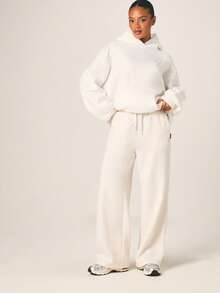 Missguided x Playboy 女士奶油色水钻兔子烫钻慢跑运动裤 高腰抽绳休闲家居裤 带侧袋 - 白色 - 查看 5